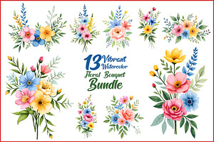 Vibrant Watercolor Floral Bouquet Bu, an Illustration by BIPLOB EXPERT