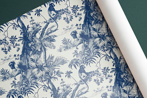 MONKEY JUNGLE TOILE Seamless Pattern