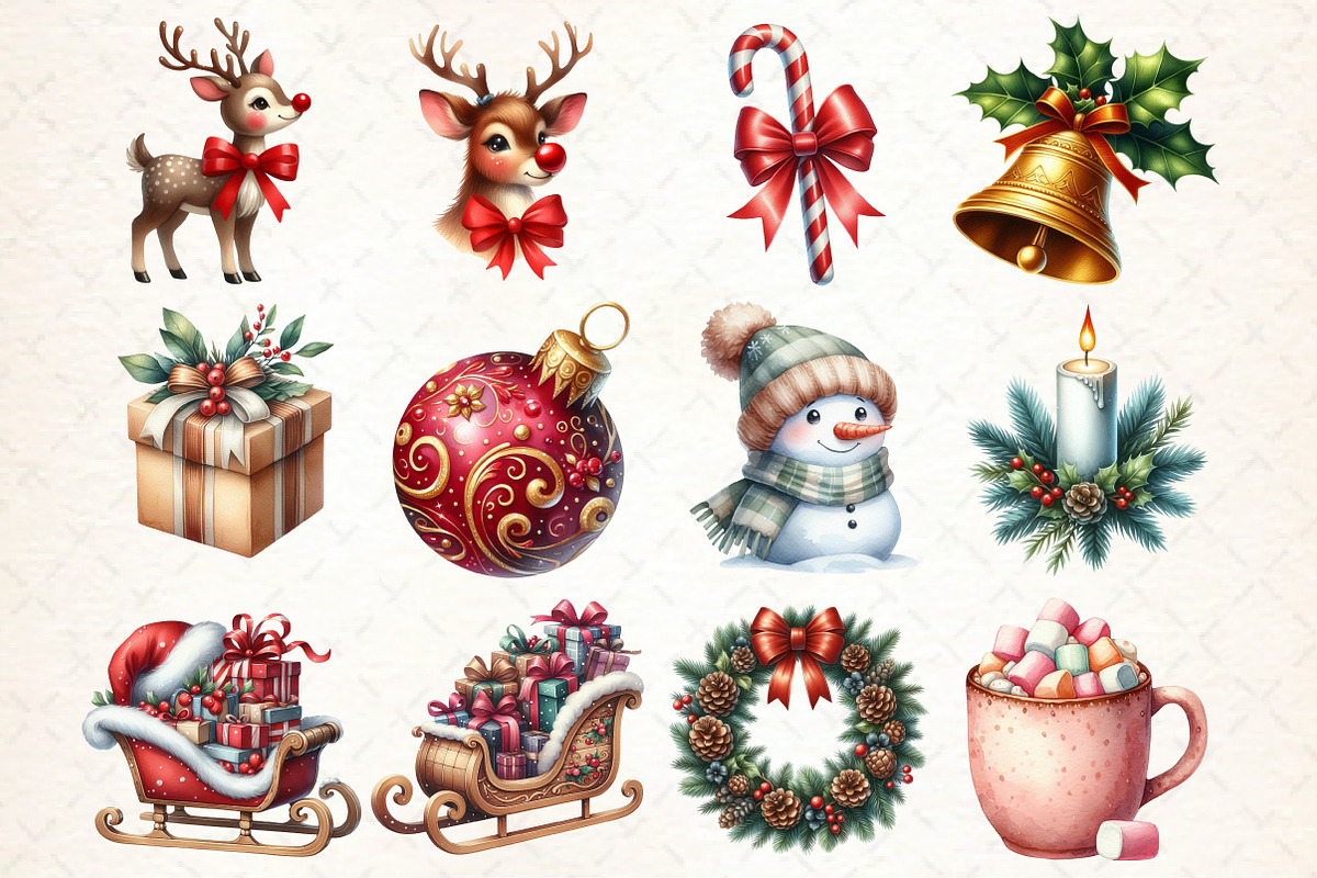Watercolor Christmas Clipart,, an Illustration by Libby Wishes (Photo 4 of 7)