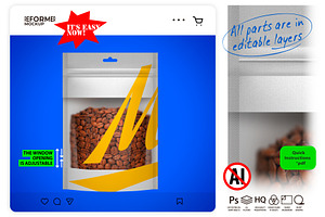 Stand-Up Pouch with Window Mockup, a Packaging Mockup by Reformer Mockup