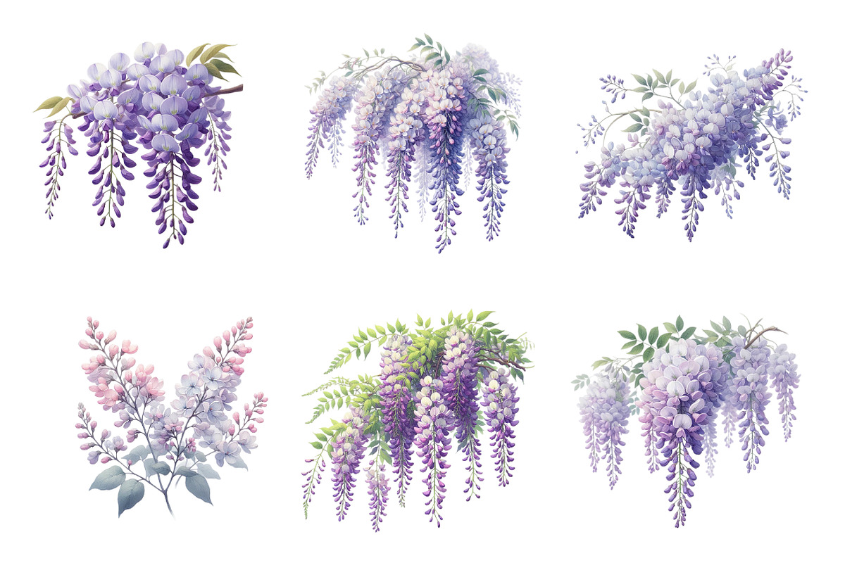 Wisteria Floral Garden Clipart PNG, an Illustration by SinaCreation (Photo 3 of 7)