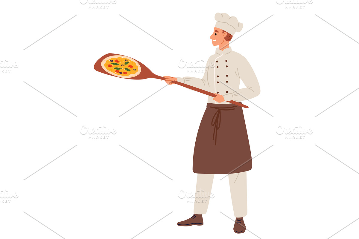 Young cook in uniform holds, a Food Illustration by Vectorbuum