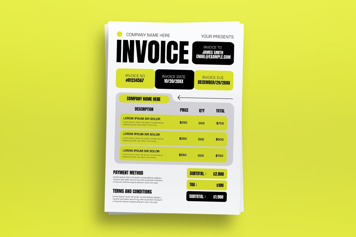 White Black Bold Minimalist Invoice, a Templates & Theme by graphicook (Photo 2 of 3)