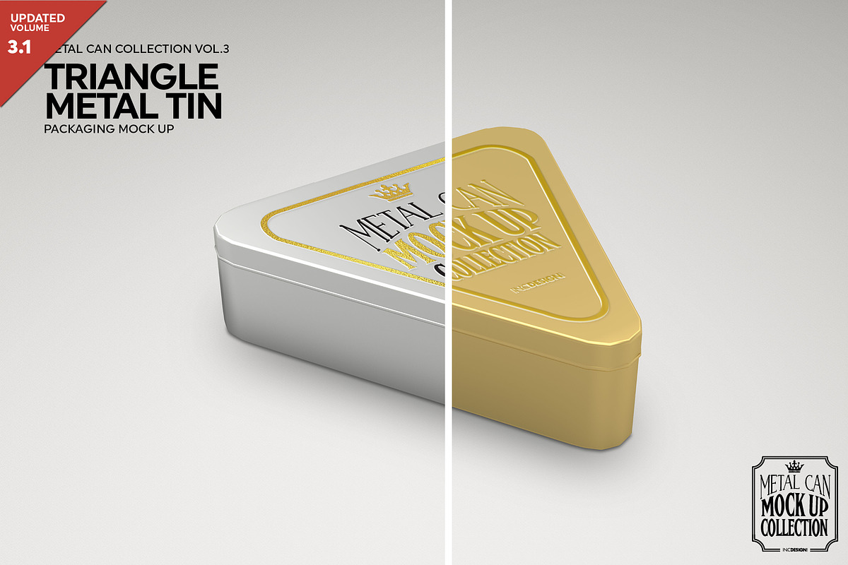 Triangle Metal Tin Mockup, a Cups & Container Mockup by INCDesign (Photo 1 of 6)