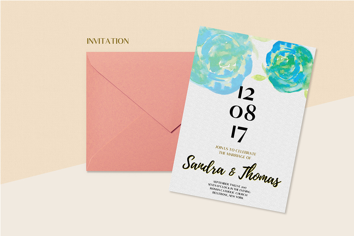Floral Wedding Invitation Set, an Invitation Template by land art (Photo 3 of 24)