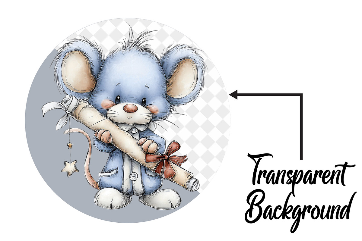 Christmas Cute Mice Clipart Bundle, an Illustration by Pixels.Craft (Photo 2 of 6)