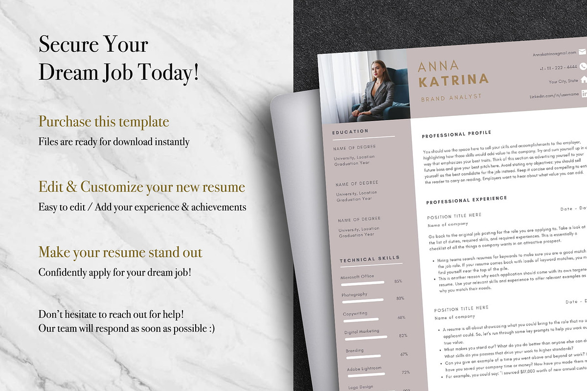Clean Resume Template Pack | Canva, a Resume Template by Lux Resume (Photo 9 of 9)