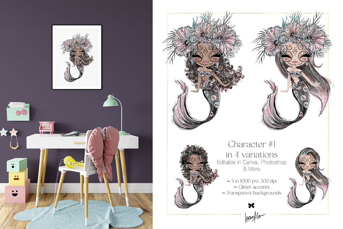 Halloween Gothic Mermaids Sea Bundle, a Seasonal Illustration by KaramfilaS (Photo 2 of 8)