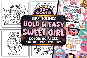 Bold Easy Sweet Girl Coloring Pages, a Seasonal Illustration by Craftsbeefy