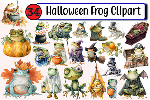 Halloween Frog Clipart, an Illustration by Design Market