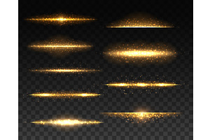 Gold glowing lines, light effects, an Illustration by Vector Tradition