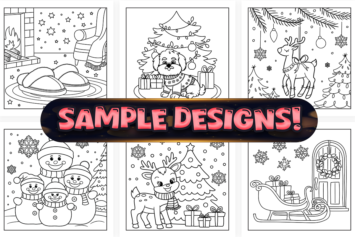 Easy Cozy Girls Christmas Coloring, a Seasonal Illustration by Craftsbeefy (Photo 3 of 4)