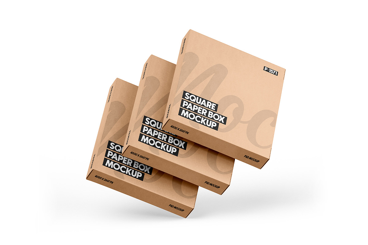 Kraft Square Box Mockup, a Packaging Mockup by Ram Studio (Photo 2 of 14)
