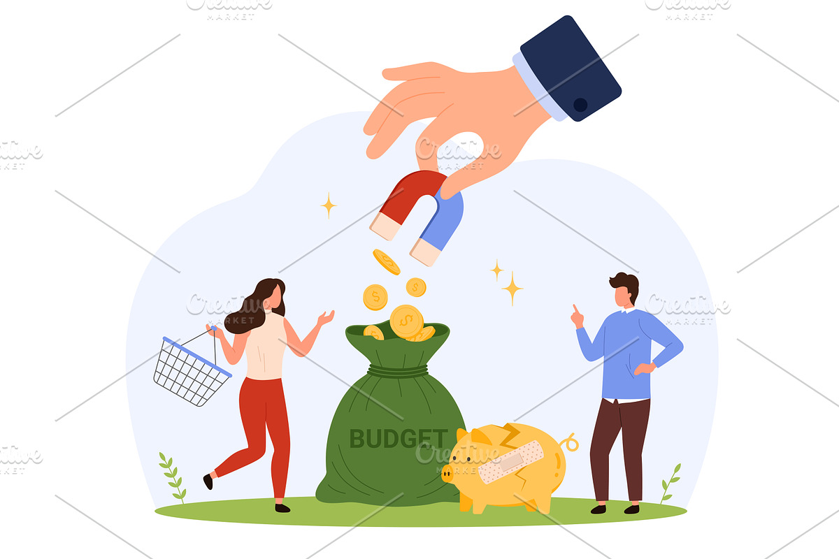 Poor budgeting and inflation impact, a Finance Illustration by Flashvector