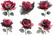 Quirky Valentine Rose Flower Clipart, an Illustration by Black Bird Studio (Thumbnail 2 of 6)