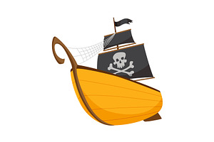 Stylized cartoon pirate ship, a Transportation Illustration by the8monkey