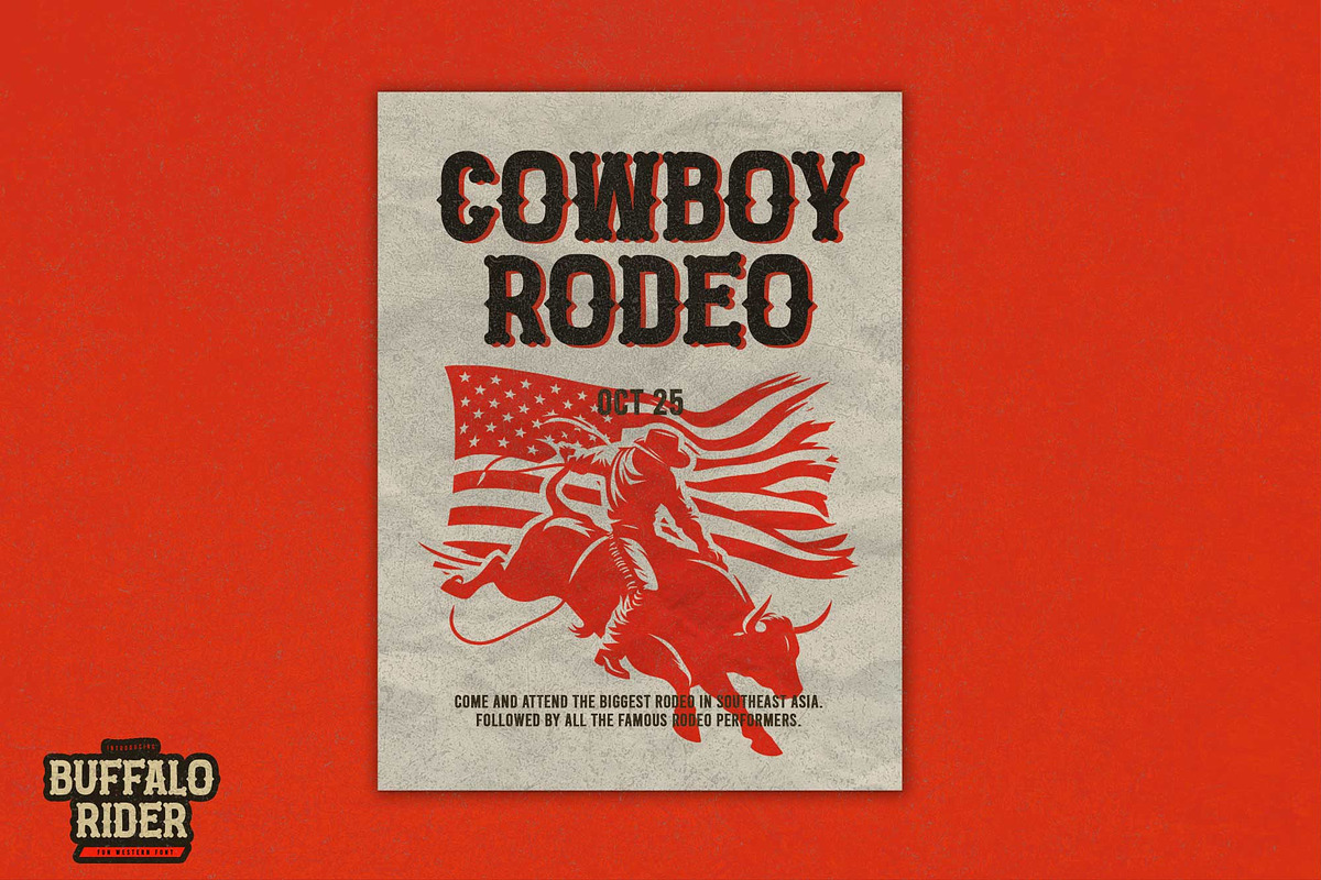 Buffalo Rider – Cowboy Display Font, a Slab Serif Font by Gassstype (Photo 3 of 8)