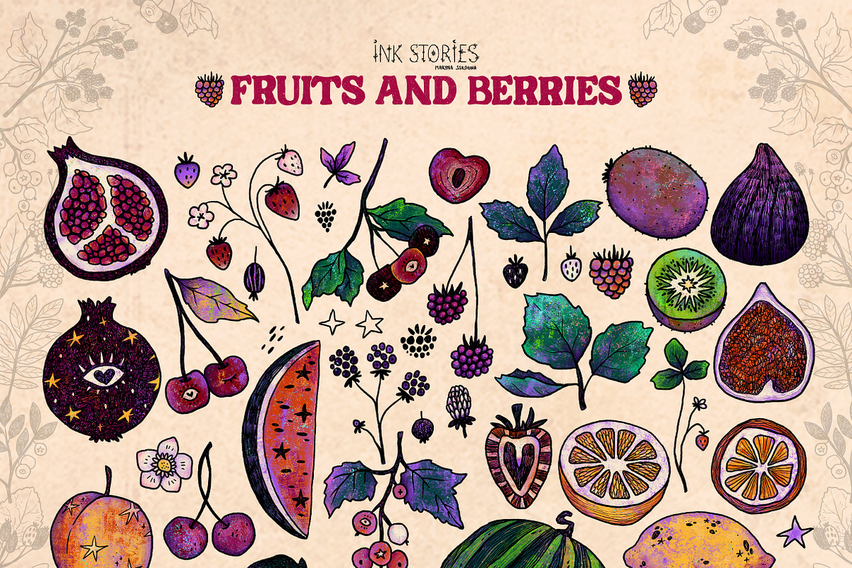 Fruits and Berries | Hand Drawn Boho, a Food Illustration by Ink Stories (Photo 2 of 13)