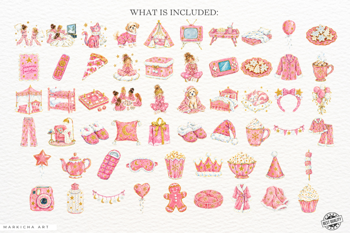Winter Pajama Party Clipart, a Seasonal Illustration by Markicha Art (Photo 4 of 6)