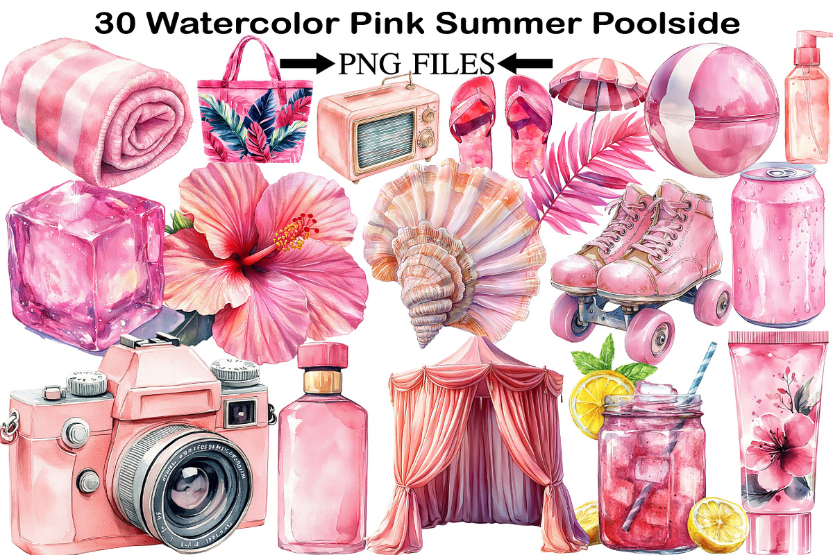 Watercolor Pink Summer Poolside, an Illustration by Black Bird Studio (Photo 1 of 5)