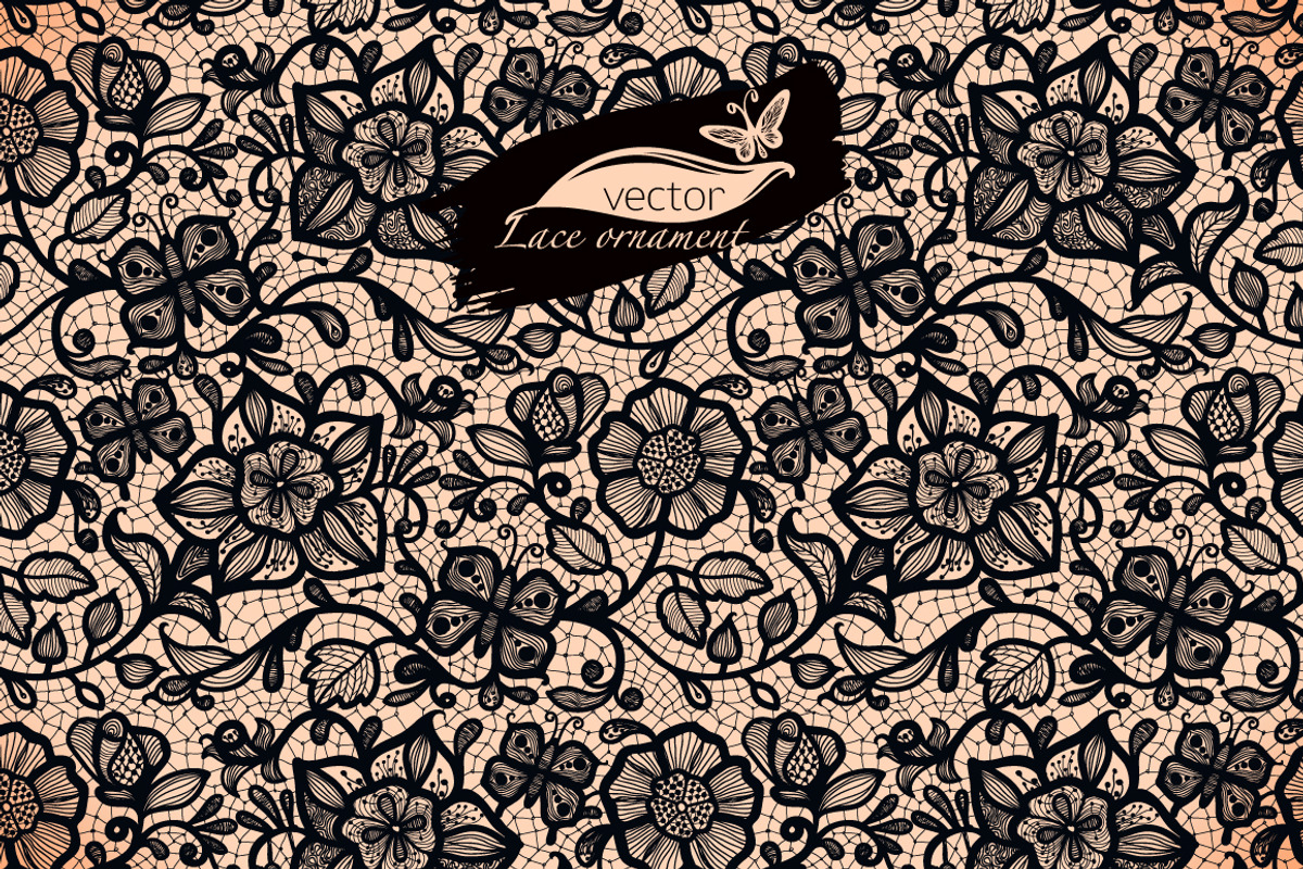 Seamless lace patterns with flower, a Texture Illustration by Vikpit (Photo 3 of 4)