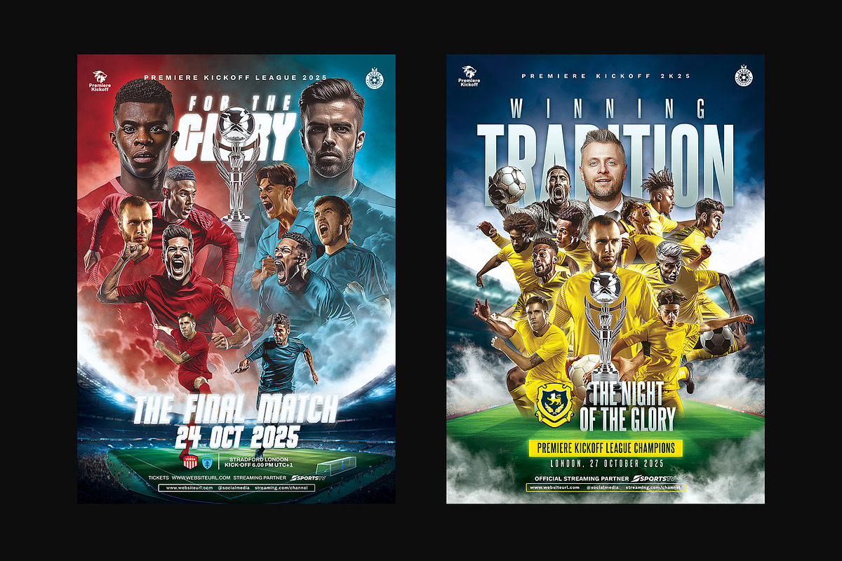 5 Football Poster Templates, a Flyer Template by Bornx Design (Photo 3 of 8)