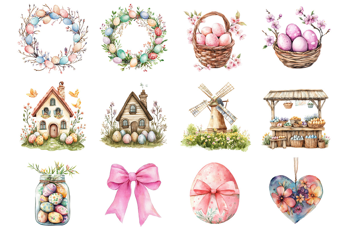 Pink Easter Day Clipart, an Illustration by Design Market (Photo 2 of 3)