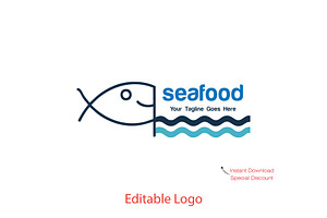 Modern Fish Restaurant Logo Template, a Branding & Logo Template by YUDesignStore