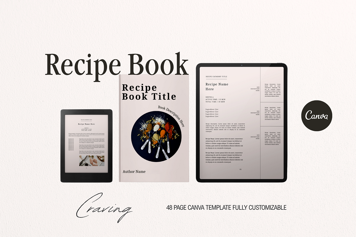 C R A V I N G | Recipe Book Canva Template
