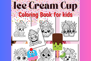Ice Cream Cup Coloring Book for kids, an Animal Illustration by Sourcedigi