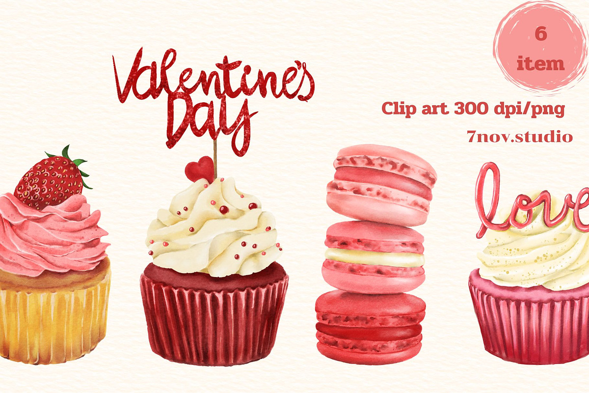 Cupcake Valentine's Day, a Seasonal Illustration by 7nov.studio (Photo 1 of 4)