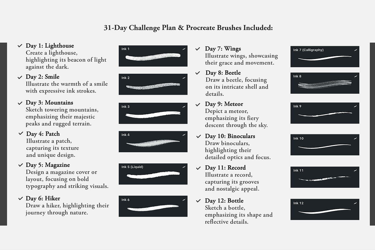 The Inktober Challenge Procreate Kit, a Brush Add-On by Digi Life (Photo 5 of 9)