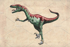 Raptor Dinosaur Watercolour clip art
