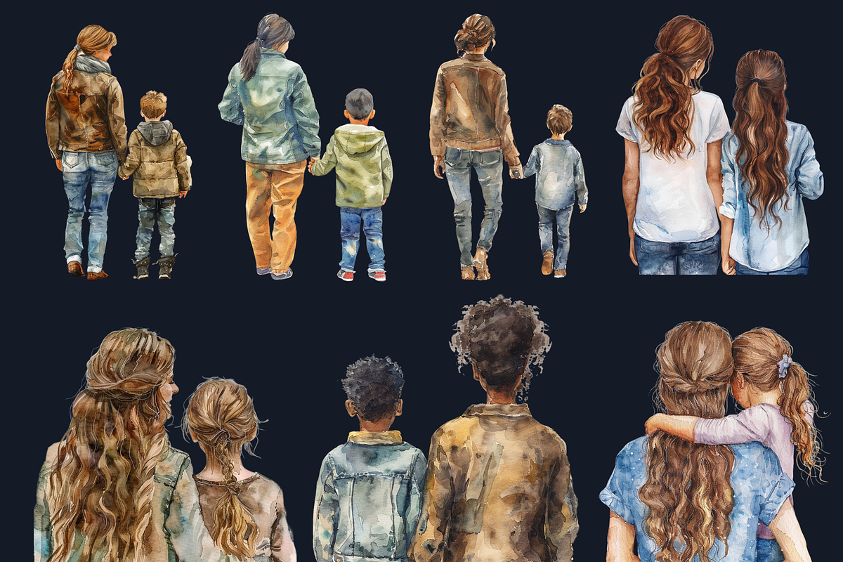 Mother's Day Back Views Clipart, a Graphic by GiraffeCreative (Photo 7 of 9)