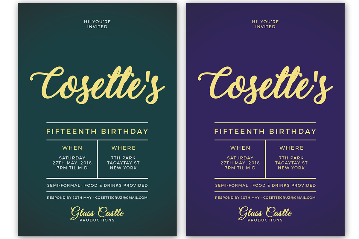 Simple Birthday Invitation, a Card Template by KiraYamato Design Studio (Photo 5 of 7)