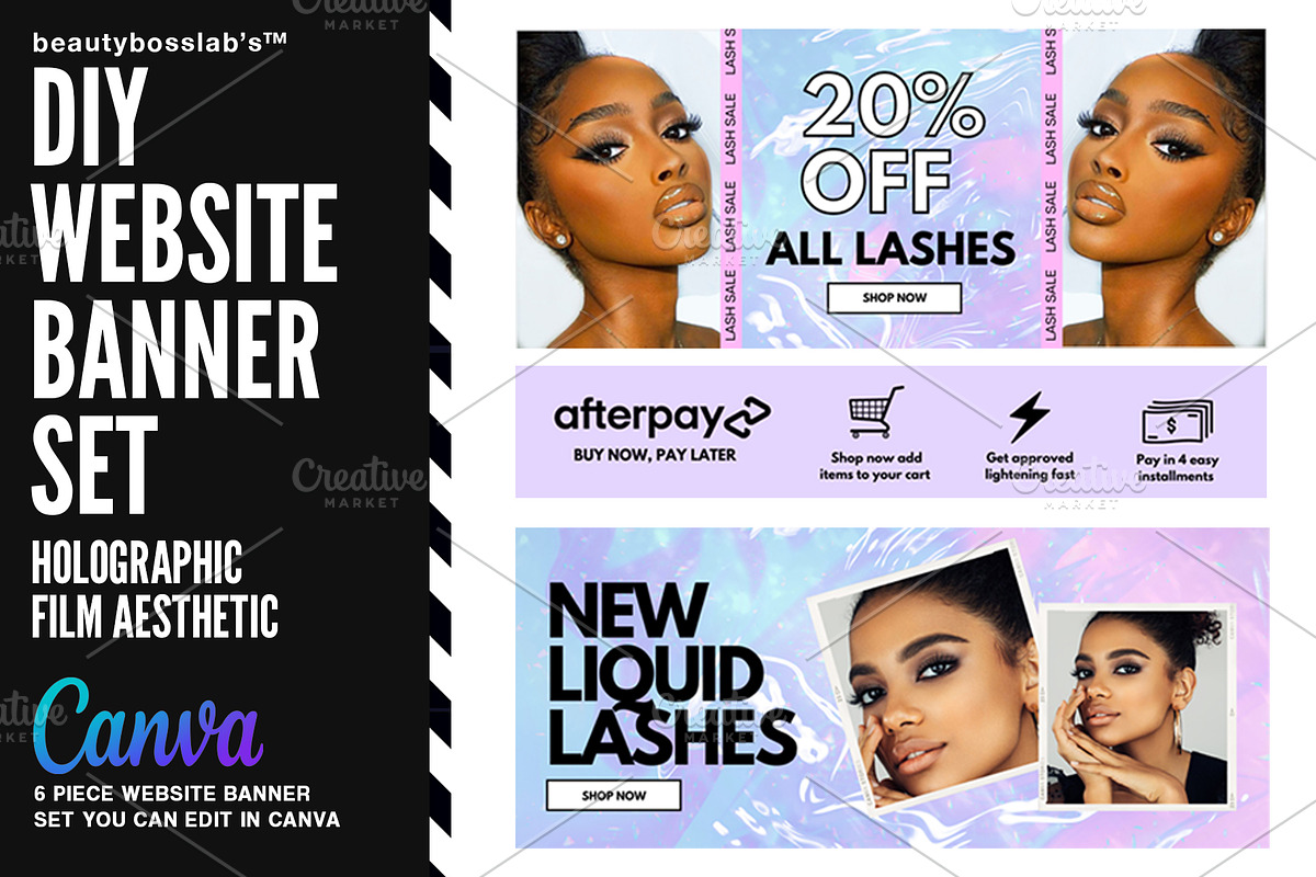 DIY Web Banner Set: Holo Film, a Landing Page Template by beautybosslab™ (Photo 1 of 5)