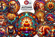 Autumn Stained Glass Round clipart, an Illustration by ThatsDesignArt (Thumbnail 1 of 10)