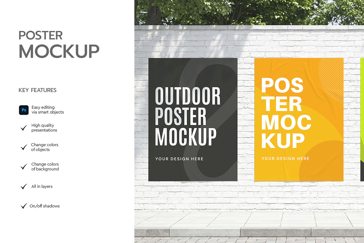 Outdoor Poster Wall Mockup, an Advertising Mockup by graphypix (Photo 2 of 4)