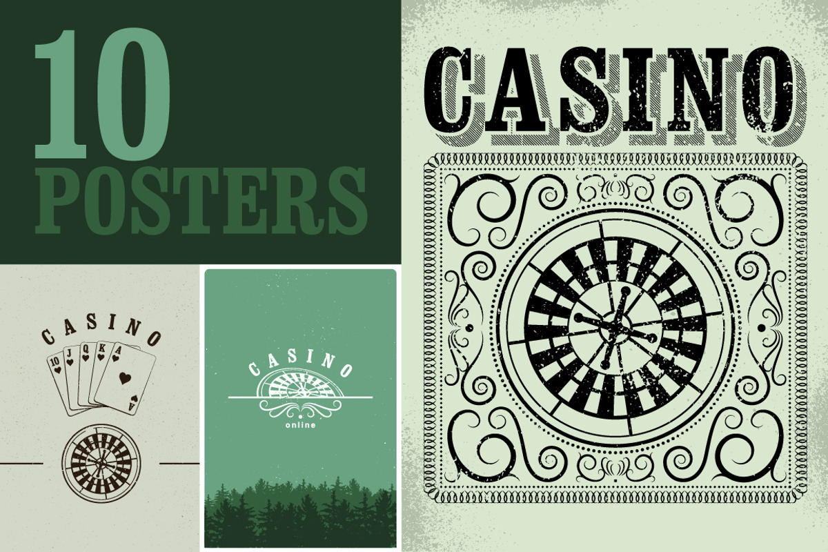 Casino vintage grunge posters., a Decorative Illustration by PoPaShop (Photo 1 of 11)