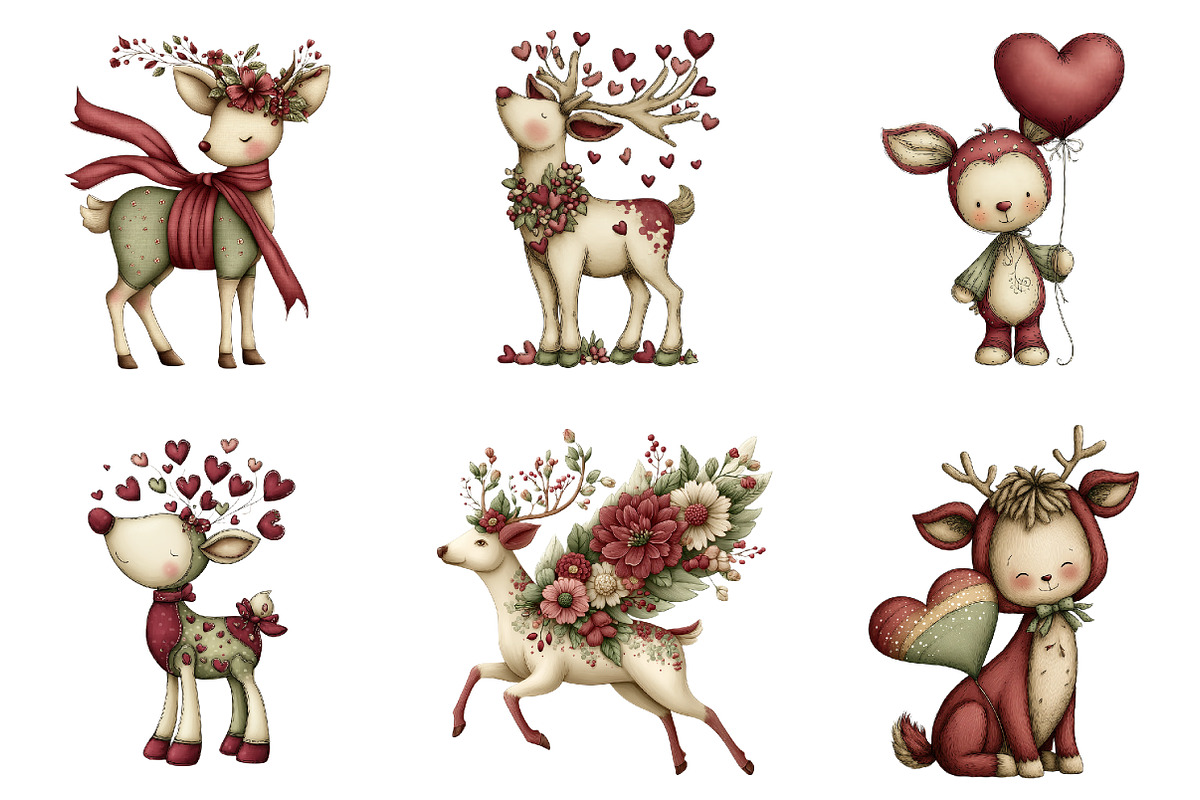 Valentine's Whimsical Deer Clipart, a Graphic by CitraGraphics (Photo 3 of 4)