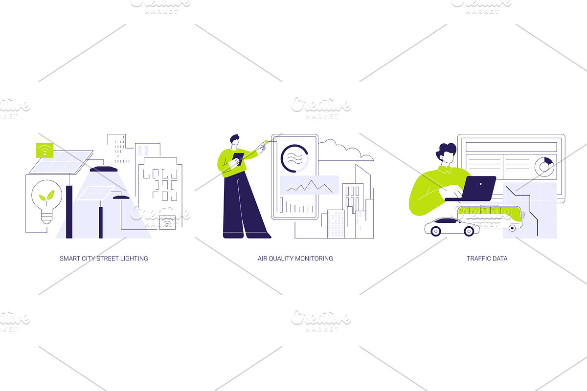 IoT city solutions isolated cartoon, a Technology Illustration by Visual Generation
