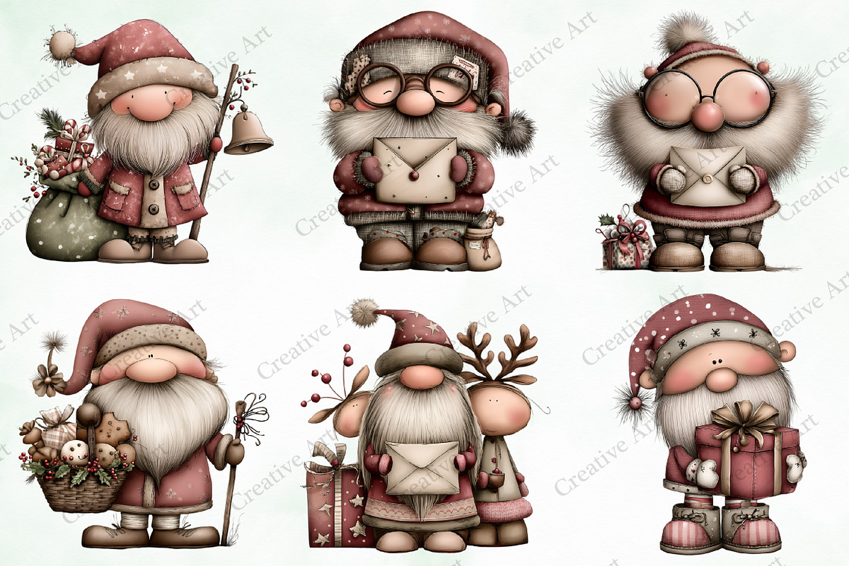 Watercolor Christmas Santa Clipart, an Illustration by Creative Art (Photo 2 of 9)