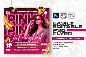 Pink Unleashed Party Flyer Design, a Flyer Template by Shajib Shikder