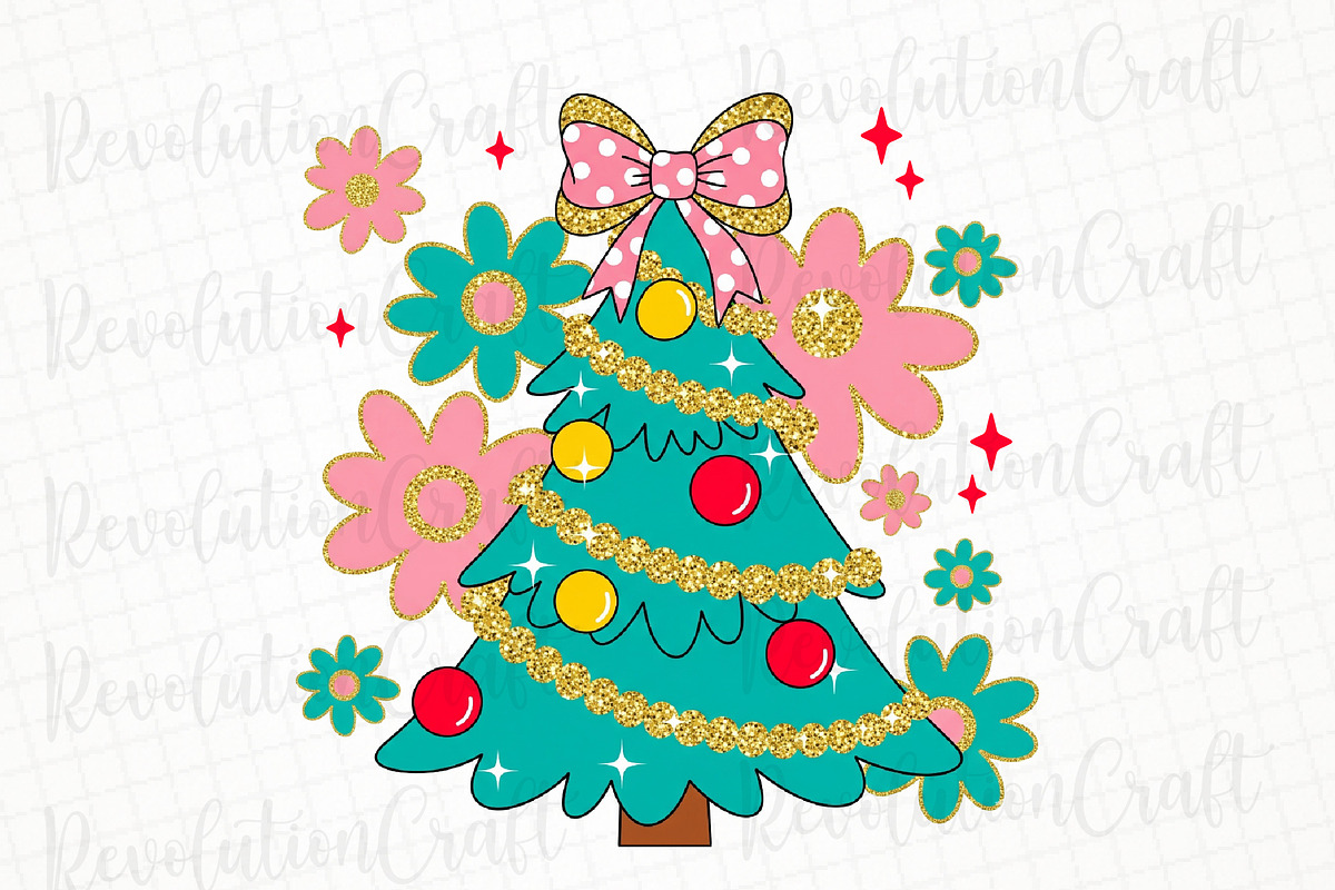 Glitter Boho Christmas Tree Png, an Illustration by OK Design (Photo 1 of 4)
