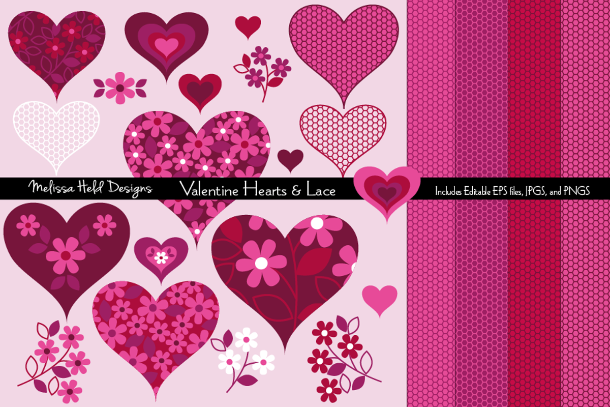 Valentine Hearts & Lace Textures