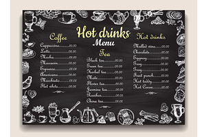 Hot Drinks Chalkboard Menu List