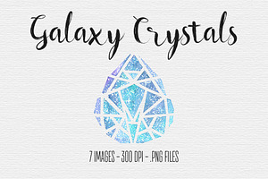 Watercolor Galaxy Crystal Clipart, an Illustration by TigerlilyDesignCo