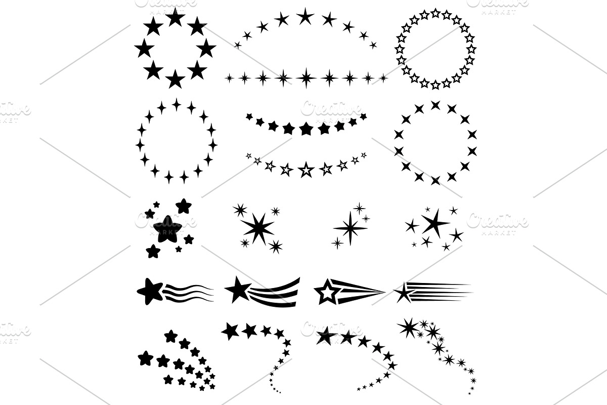Star decorations. Shooting stars, an Object Illustration by winwin.art