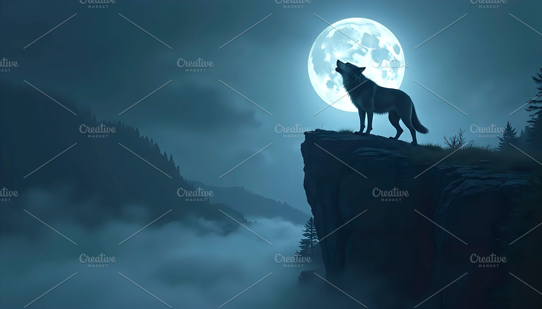 Werewolf Howling Loudly On Rocky Cli, a Photo by LOGOCREATIVE