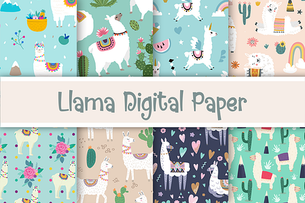 Boho Neutral Llama Patterns, an Arts & Entertainment Photo by AdriOP